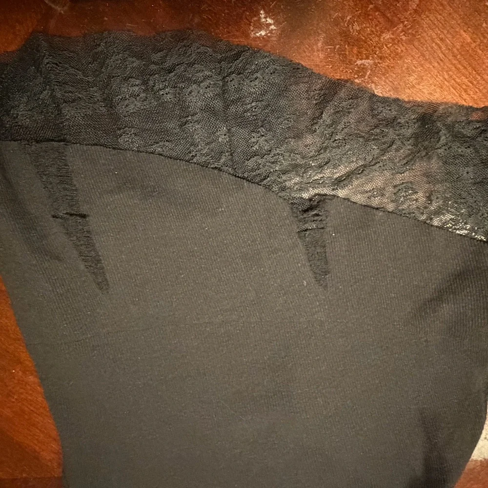 Free People Dark Gray Lace Long Sleeve Top - Picture 8 of 11